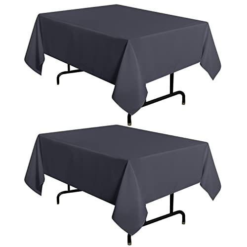 Image of sancua 2 Pack Dark Grey Tablecloth 54 x 54 Inch, Stain and Wrinkle Resistant Square Table Cloth - Washable Polyester Table Cover for Dining Tables, Buffet Parties and Camping