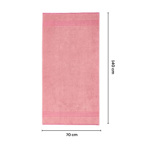 Image of haus & kinder 100% Cotton Bath Towel (380 GSM) | Soft, Super Absorbent & Quick Dry | Oxford Collection | 70 x 140 cm | Apricot | Pack of 1