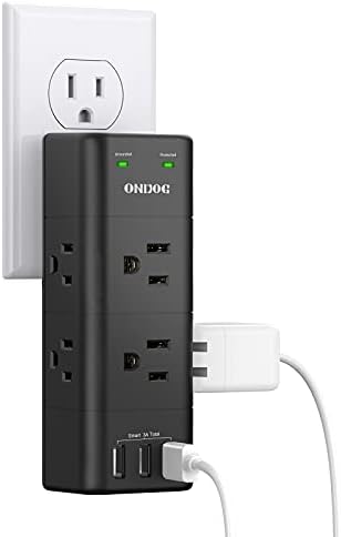 Multi Plug Outlet Extender with USB, ONDOG Surge Protector with 6-Outlet Expander and 3 USB Ports, Outlet Splitter with Rotating Plug, 1680 Joules, Wall Mount Outlet Splitter for Home Dorm Essentials Multi Plug Outlet Extender with USB, ONDOG Surge Protector with 6-Outlet Expander and 3 USB Ports, Outlet Splitter with Rotating Plug, 1680 Joules, Wall Mount Outlet Splitter for Home Dorm Essentials