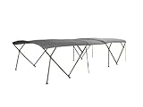 Pontoon Boat Double Bimini Top 18' Long Sunbrella (Cadet Grey)