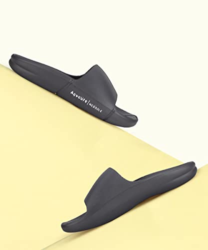 Image of Aqualite Men's Slides Slippers | Slip-On Flat Base Flipflop for Men | Anti-Skid Sole, Lightweight & All-Day Comfort | Casual Home & Outdoor Sandal for Men