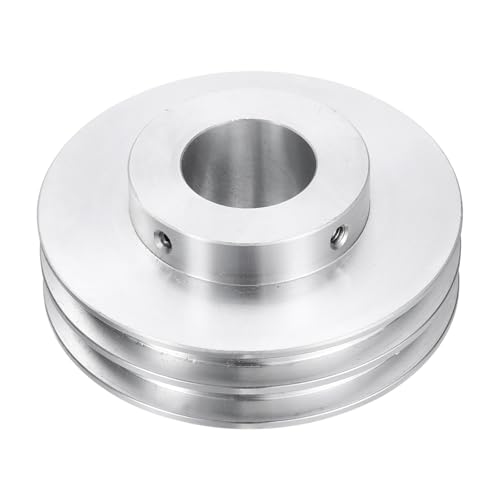 QUARKZMAN V-Typ Riemenscheibe 25mm Bohrung 80mm Außendurchmesser Doppelrillen Aluminiumlegierung Keilriemenscheibe für Motorwellen-Bohrmaschine 6mm(1/4) PU-Formgürtel