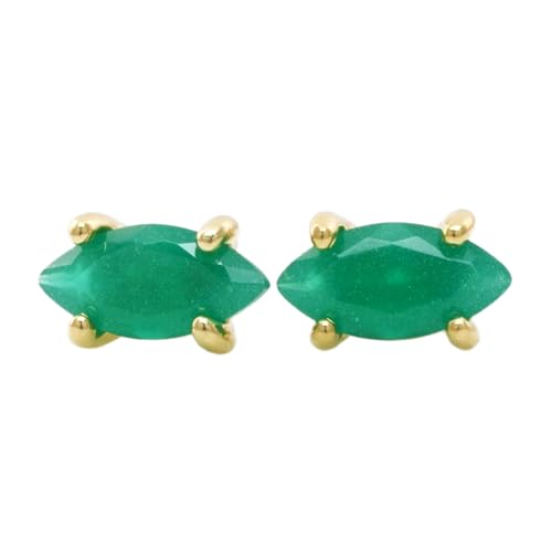 Boucles d'oreilles onyx vert style minimaliste femme en argent or