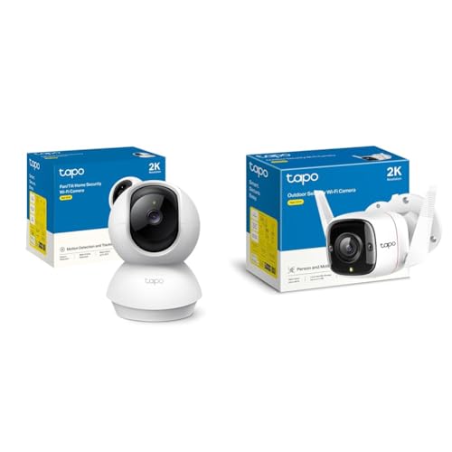 TP-Link Tapo Smart Home Lösung, 3MP Auflösung Überwachungskamera Set, klare Sicht für Indoor und Outdoor, Alles im Blick (Tapo C210 + Tapo C310)