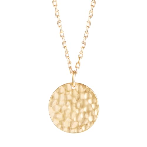 Collier femme disque martelé, le cadeau tendance idéal avec sa chaîne réglable dorée