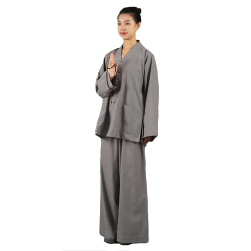 Costume de méditation Zen gris en taille M avec coupe ample et confortable - 2