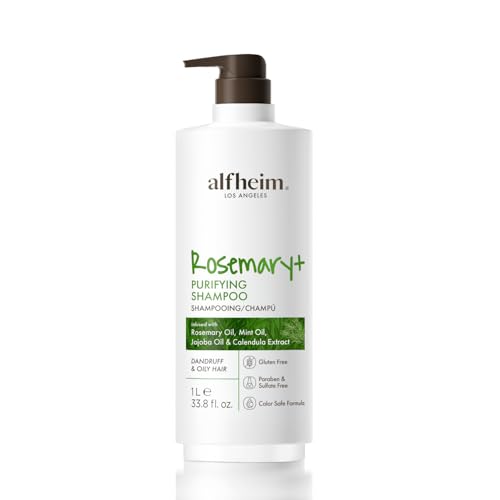 ALFHEIM Rosemary+ Purifying Shampoo | Rosemary, Mint & Jojoba Oil Infused | Gentle Cleansing While Balancing for Oily Scalp & Removing Build-Up | Sulfate-Free & Paraben-Free | 33.8 fl oz