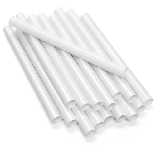 Radiator Pipe Covers White, Pipe Insulation 15mm; 19.5cm Long Snap On PVC Plastic Cover; Pack of 16 Customizable Radiator Pipe Collars or Radiator Sleeves