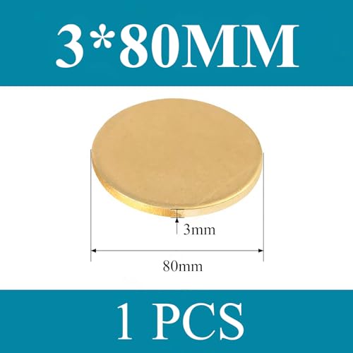 COYOUCO Brass Round Plate Sheets, 3Mm Thickness X70/75/80Mm Diameter H62 Brass Metal Sheet for Crafts, Models, Repairs,3 * 80mm