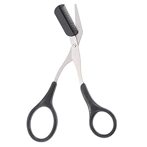 Eyebrow Trimmer Scissors with Comb Eyebrow Scissors Comb Professional Precision Eyebrow Trimmer Non Slip Finger Grips Hair Remover Beauty Accessories for Men Women-Black