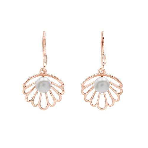 Boucles d'oreilles perle argent sterling 925 rose de luxe