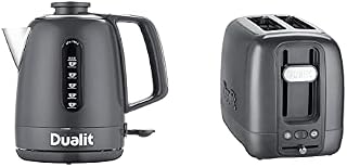 Dualit Domus Kettle | 1.5 L 3KW Jug Kettle | Grey | Dual Measuring Windows | Fast Boiling Kettle With Patented Sure Pour Technology | BPA Free Electric Kettles