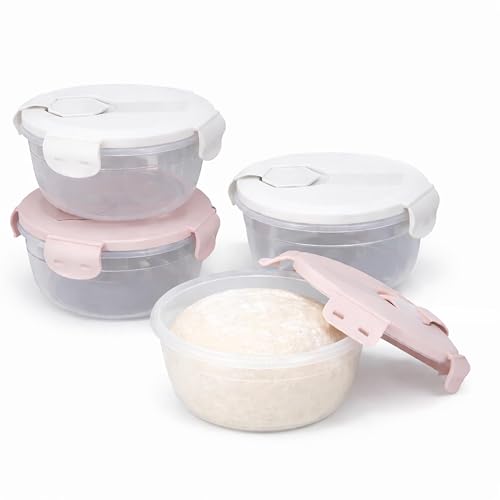 Punorric 4-Piece Clear Pizza Dough Proofing Box Dough Proofer & Bread Proofing Box Stackable Small Dough Proofing Storage Organizer with Lid Pizza Making Accessories