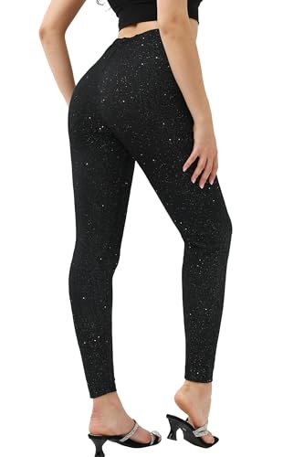 Hgarsin Womens Sequin Pants Black Party Glitter Sparkle Leggings M