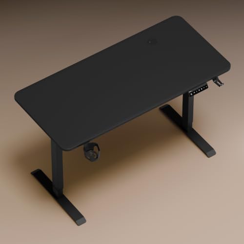 Image of Velocity Electric Height Adjustable Desk | No Split No Cut | 80 Kg Weight Capacity | 5 Year Warranty | Sit-Stand Desk | 18mm One Piece Desk | 3 Memory Preset (Matt Black, Table top - 120cm)