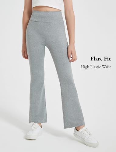 EXARUS Girls Leggings Flare/Skinny Yoga Pants Lightweight Flat/Crossover Waist Multipack Dance High Waisted Soft 6-14Y2