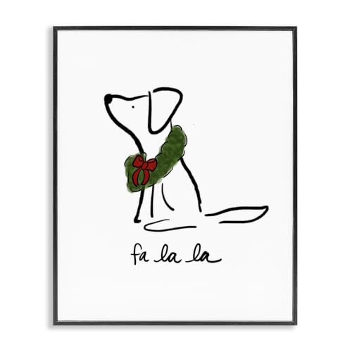 Holiday Caroling Dog Wreath, 16 x 20 Inch Framed Giclée Print
