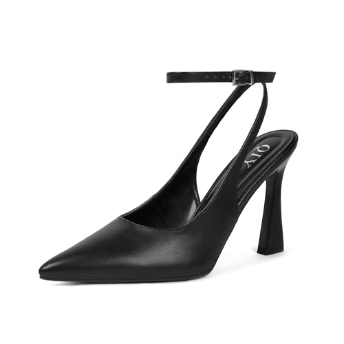QIY Closed Toe Heels for Women Pumps High Heel Strappy Sandals