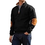 Fleece Sweatshirt Herren Half Zip,Pullover Herren Ohne Kapuze,Warm Winterpullover mit Stehkragen ElegantArbeitspullover Atmungsaktiv BequemHerrenpullover Herbst Poloshirt Outdoor Oberteile