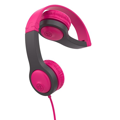 Image of JLab JBuddies Gen 2 Folding Kids Wired Headphones, Noise Isolation, Volume limiting, Ages 2+, Pink /Grey
