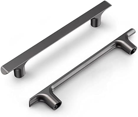 Qiiaoo 30 Pack Zinc Alloy Premium Cabinet Handles, 5 Inch(128mm) Pearl Black Modern Cabinet Pulls for Kitchen Bathroom Hardware Drawer Dresser Door 6.7'' Total Length