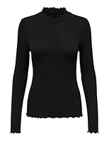 JdY Damen Dünnes Langarm Shirt Basic Rundhals Stehkragen Longsleeve Stretch Oberteil JDYFRANSISKA, Farben:Schwarz, Größe:XL