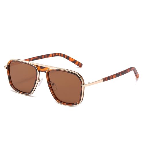 Lunettes de soleil carrées en métal UV400 pour homme et femme
