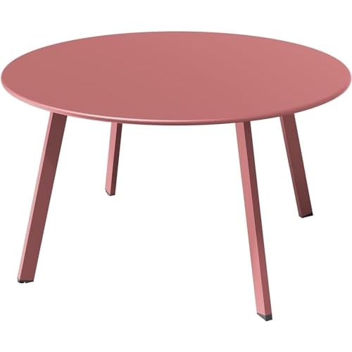 Grand patio Coffee Table Side Table Round End Table for Outdoor 70CM X 70 CM Lightweight Beside Table for Garden Terrace Living Room Office Outdoor Indoor Balcony -Black