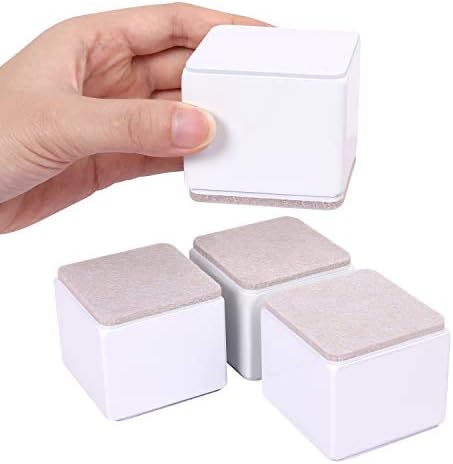 AIRUJIA 5cm Lift Furniture Risers Carbon Steel Bed Risers, Diameter 6cm Self-Adhesive Heavy Duty Furniture Raisers Adds 5cm Height to Beds Sofas Cabinets Supports 20,000 lbs (Square, White)