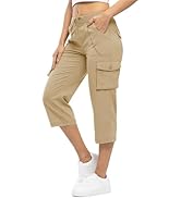 Rdruko Women's Cargo Capris Pants Lightweight Quick Dry Hiking Summer Casual Travel Pants with Po...