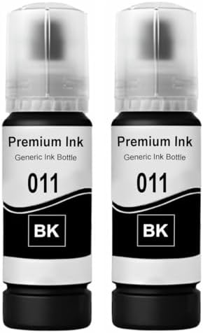 CANOFF 011 & 012 Refill Ink Bottle Compatible with Epson Model L8180 and L8160 Printer (011 Black Ink 2pc.)