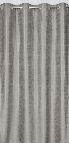Image of Premium Fabric Leaves Design Window Curtains | Parde 4X7 Feet Long Curtain Set of 3 Pcs for Home Decor | Living Room Curtain Panel Window, Grey