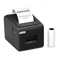 BORN4SHIP Bondrucker 80mm, V330M Thermodrucker Belegdrucker 260mm/s Quittungsdrucker Auto-Cut Kassenschublade mit USB Serial LAN Port, Restaurant-Küchendrucker für ESC/POS, Tiefschwarz