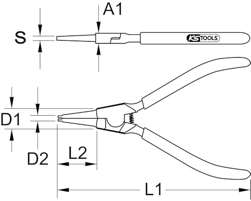 Alicates para anillos de seguridad KS Tools 119.2063 rectos de 40 a 100 mm 4