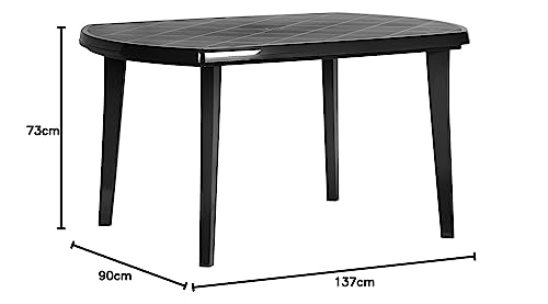 Table plastique graphite Jardin Elise 221063 résistante aux intempéries