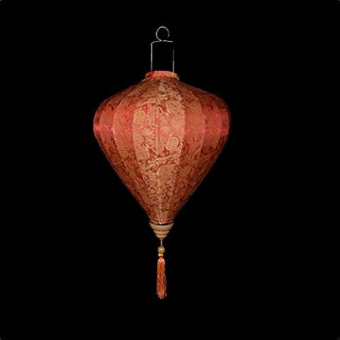 Quasimoon PaperLanternStore.com XXL Large Red/Orange Vietnamese Silk Lantern, Garlic Umbrella Cover