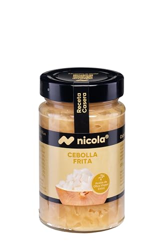 Nicola Cebolla Frita con Aceite de Oliva Virgen Extra, Sin Conservantes, Sin Gluten, 370g, pack 12