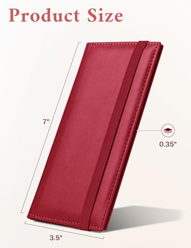 Image of Zreal Checkbook Cover for Women, Premium Vegan Leather Checkbook Holder for Top & Side Tear Duplicate Checks with RFID Blocking (Dark Red)