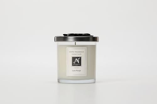 Aroma Naturals Scented Candle Jar Minimalist Luxe Collection, Metal Lid with Ribbon, White Shea Butter Wax, Home Fragrance & Gift, (Medium, Lune Rouge)