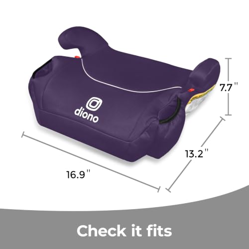 Image of Diono Solana, No Latch, Pack of 2 Backless Booster Car Seats, Lightweight, Machine Washable Covers, Cup Holders, Purple Wildberry