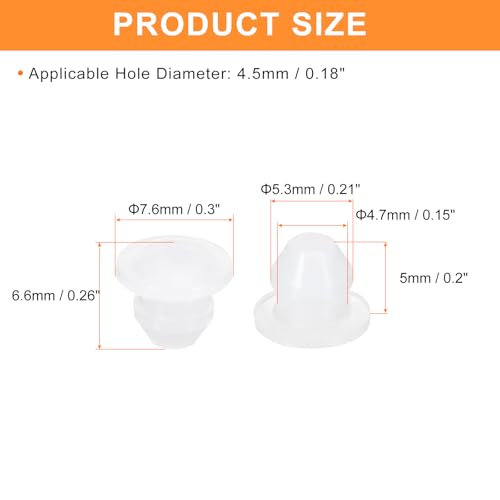 Image of uxcell 28Pcs Silicone Plugs, Rubber Round Snap in Locking Hole Plugs for 4.5mm Hole, Hole Stoppers Waterproof Hole Plug for Metal Tube, Furniture End Caps Inserts, Translucent