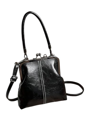 SweatyRocks Women's Vintage Top Handle Handbags Kiss Lock Crossbody Shoulder Purses