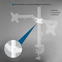BONTEC Monitor Halterung 2 Monitore für 13-27 Zoll, 10 kg pro Arm, Weiß | Höhenverstellbare Monitor Tischhalterung für Flach- und Curved-Bildschirme, neigbar, schwenkbar und drehbar, VESA 75/100 mm – Ansicht 8