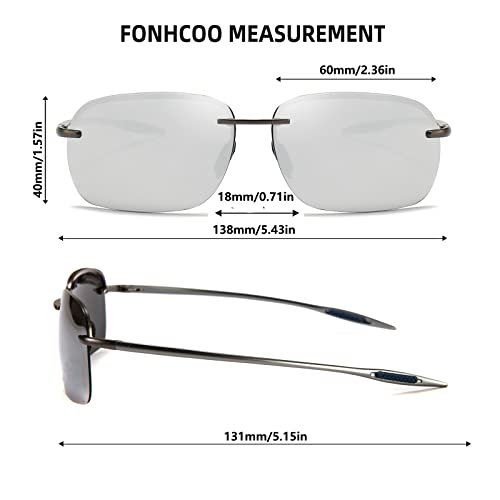 FONHCOO Polarized Sports Sunglasses UV Protection for Men Women Rimless Frame for Cycling Fishing Driving4