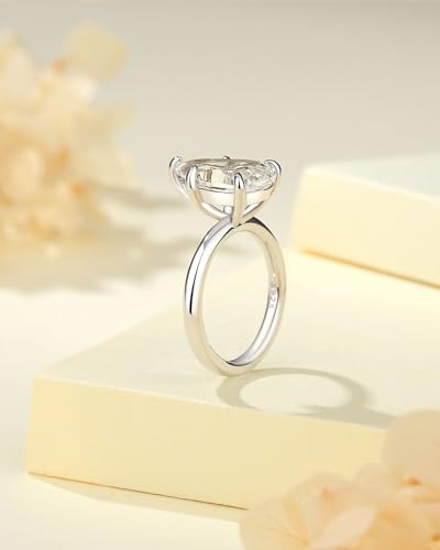 3.5CT/5CT Pear Shaped Engagement Ring,Solitaire Pear Engagement Rings for Women,S925 Sterling Silver Promise Wedding Ring3