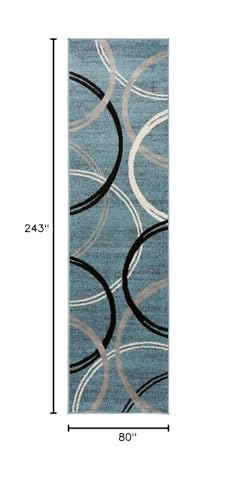 Rugshop Modern Wavy Circles Design Runner Rug 2'7" x 8' Blue