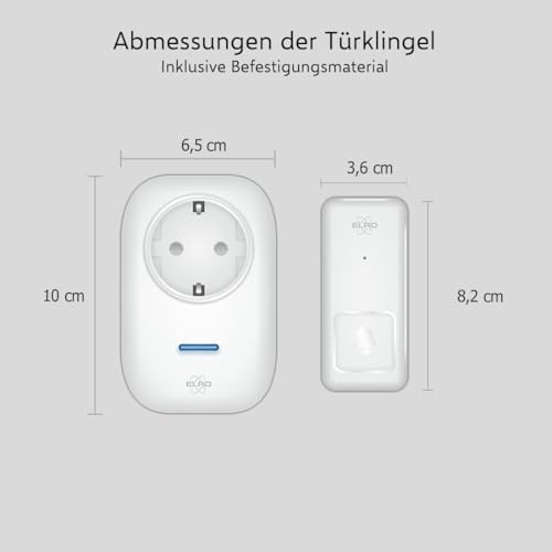 ELRO DB4000 Drahtloses Kinetic Türklingel-Set - mit 2x Steckempfänger mit Steckdose - keine Batterien nötig - 150 Meter