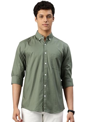 Image of Majestic Man Men's Solid Pure Cotton Casual Shirt - Slim Fit | Full Sleeves | Soft & Breathable Fabric
