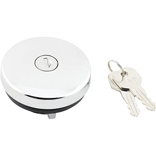 United Pacific S1301 Triple Chrome Vented Locking Gas Cap w/2 Keys for Various 1947-71 Chevy & Ford...