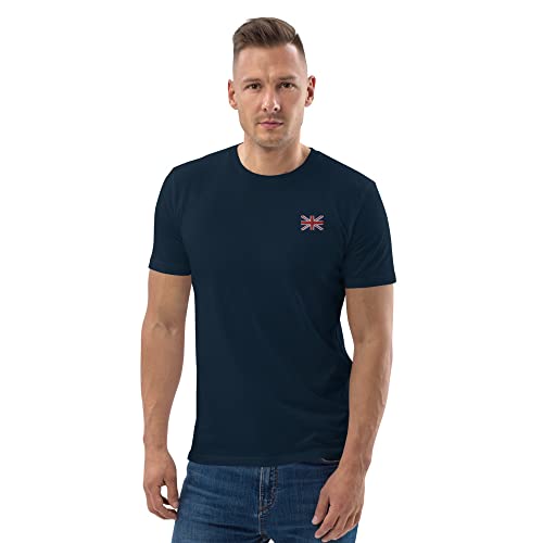 T-shirt bleu marine Glory to Britain en coton bio, taille M pour look mixte